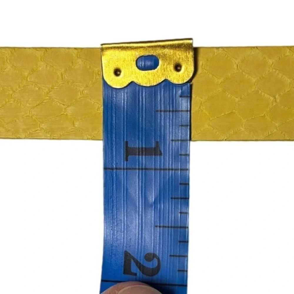 Snake Embossed Skinny Belt J.Crew Leather Wrapped Buckle Yellow Size M